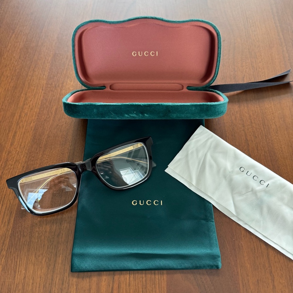 Gucci GG0560ON Square Eyeglasses 55mm Black Crystal Designer Optical Frames - Picture 4 of 16